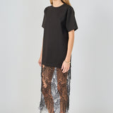 Mix rhinstone  lace T-shirt midi Dress