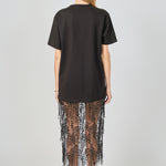 Mix Rhinstone Lace T-shirt Midi Dress