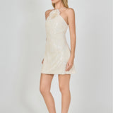 Sequin Mini Dress with florette
