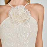 Sequin Mini Dress with florette