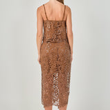 Sequin Floral Lace Midi Skirt