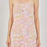 Strapless Floral Lace Mini Dress