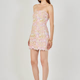 Strapless Floral Lace Mini Dress