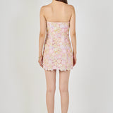 Strapless Floral Lace Mini Dress