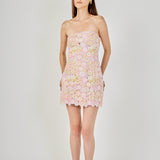 Strapless Floral Lace Mini Dress