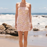 Strapless Floral Lace Mini Dress