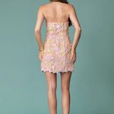 Strapless Floral Lace Mini Dress