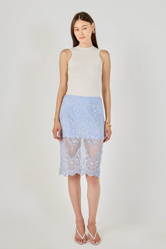 Sequin Lace Midi Skirt