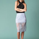 Sequin Lace Midi Skirt