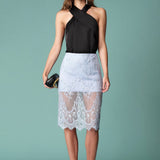 Sequin Lace Midi Skirt