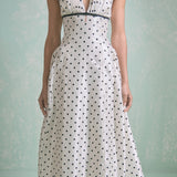 Halter Neck Polka Dot Maxi Dress