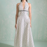 Halter Neck Polka Dot Maxi Dress