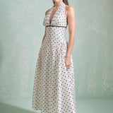 Halter Neck Polka Dot Maxi Dress
