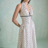 Halter Neck Polka Dot Maxi Dress