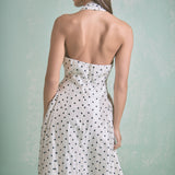 Halter Neck Polka Dot Maxi Dress