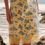 Printed Sequin Midi Skirt