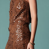 Sequin Floral Lace Midi Skirt