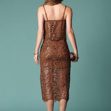 Sequin Floral Lace Midi Skirt