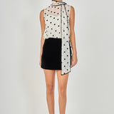 Polka Dot Bow Tie Sleeveless Top
