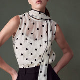 Polka Dot Bow Tie Sleeveless Top