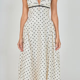 Halter Neck Polka Dot Maxi Dress