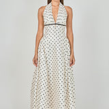 Halter Neck Polka Dot Maxi Dress