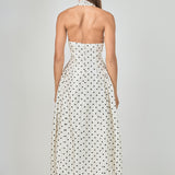 Halter Neck Polka Dot Maxi Dress