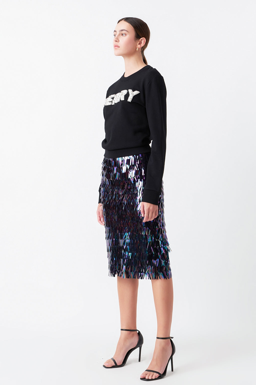 SEQUIN MIDI SKIRT