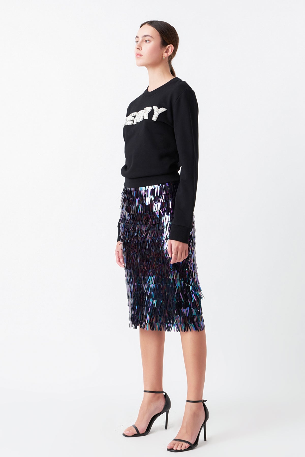SEQUIN MIDI SKIRT