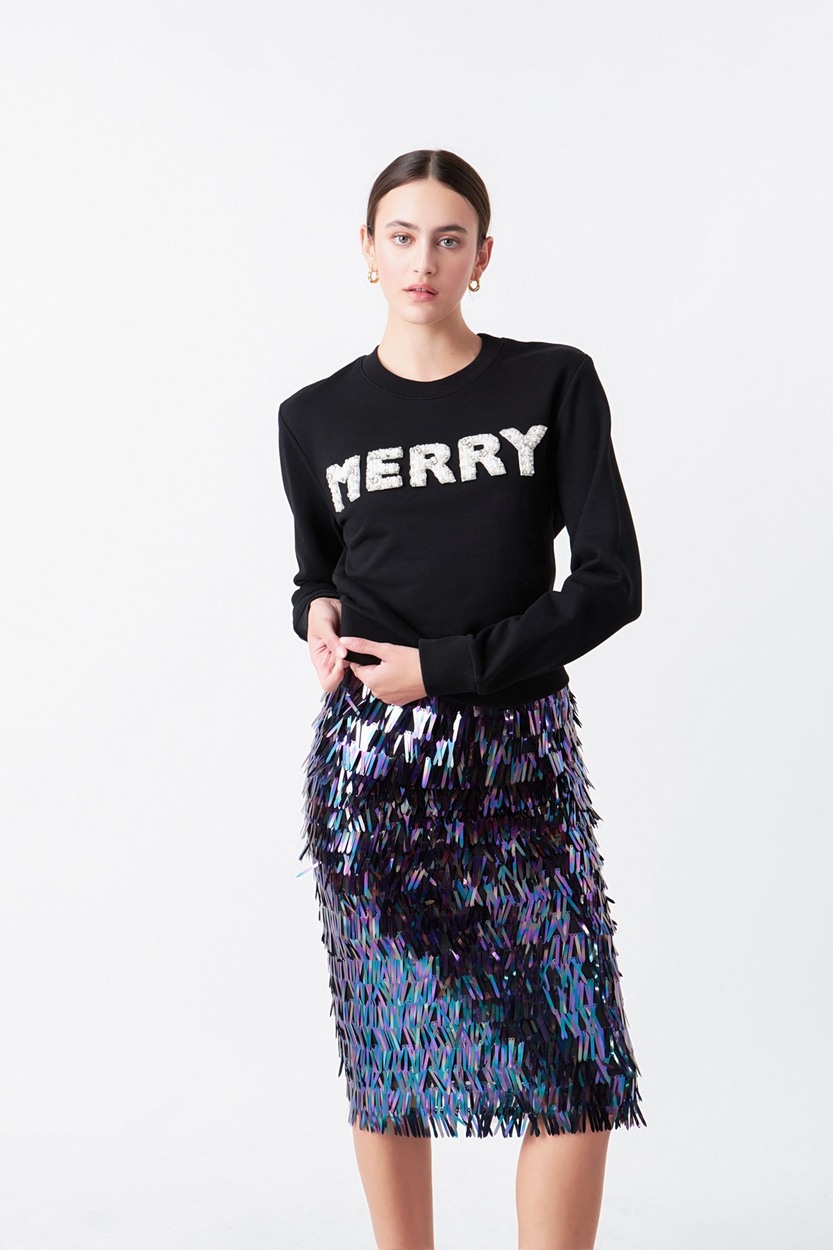 SEQUIN MIDI SKIRT