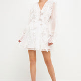 Long-Sleeve Ruffle Mini Dress