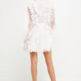Long-Sleeve Ruffle Mini Dress