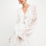 Long-Sleeve Ruffle Mini Dress