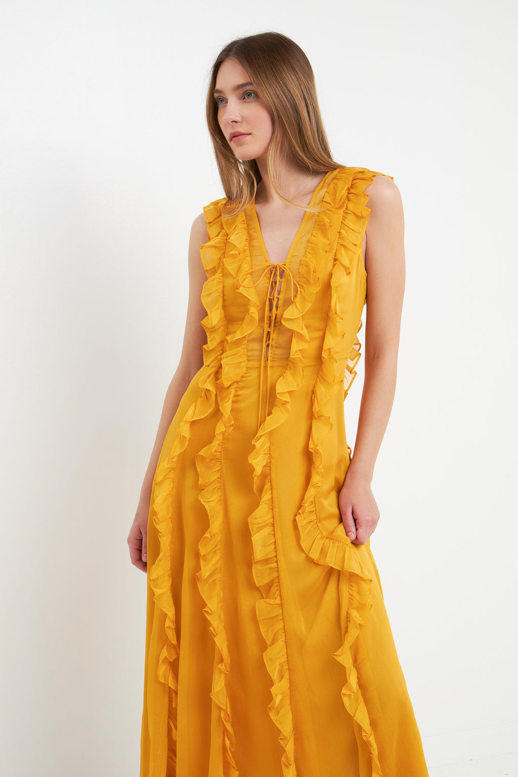 Ruffle Detail Maxi Dress
