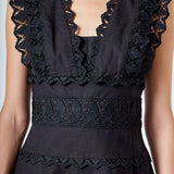 Plunging Neck Lace Trim Dress