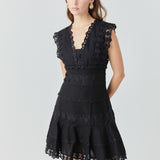 Plunging Neck Lace Trim Dress - Final Sale