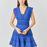 Plunging Neck Lace Trim Dress