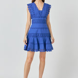 Plunging Neck Lace Trim Dress