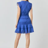 Plunging Neck Lace Trim Dress