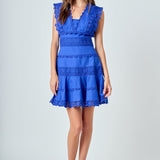 Plunging Neck Lace Trim Dress