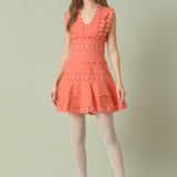 Plunging Neck Lace Trim Dress