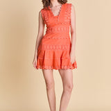 Plunging Neck Lace Trim Dress
