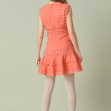 Plunging Neck Lace Trim Dress