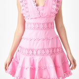Plunging Neck Lace Trim Dress