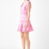Plunging Neck Lace Trim Dress