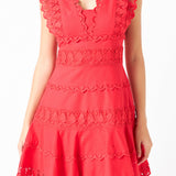 Plunging Neck Lace Trim Dress