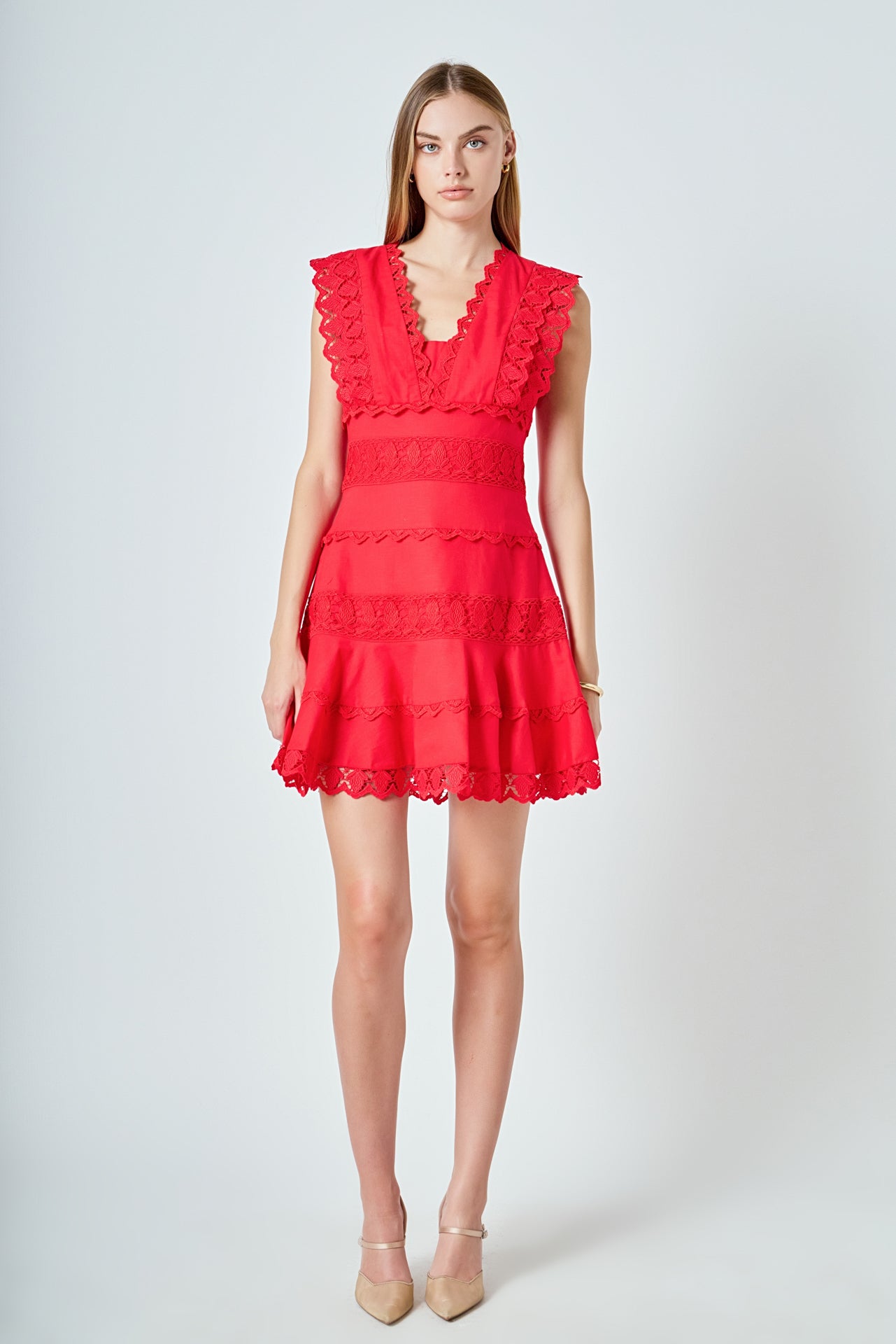 Endless Rose - Crochet Knit Dress RED / XS Endless Rose - Crochet Knit Dress RED / XS