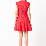 Plunging Neck Lace Trim Dress