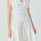 Plunging Neck Lace Trim Dress