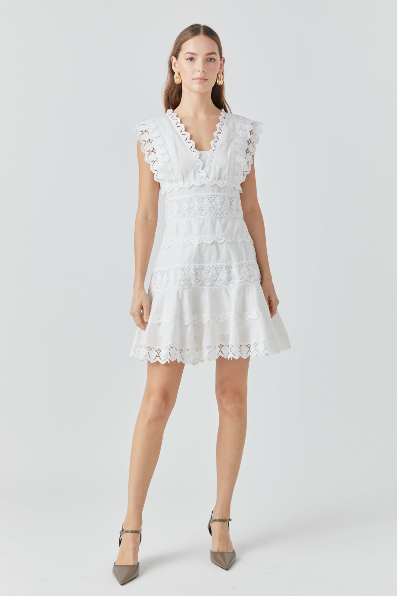Loveliest Romance White Crochet Lace Halter Two-Piece Mini Dress